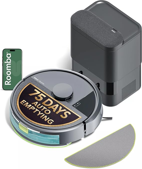 iRobot Roomba 105X Combo Robot Vacuum & Mop with AutoEmpty Dock, SelfEmptying for Up to 75 Days, 70 PowerLifting Suction, Smart LiDAR Mapping, App & Voice Control, Ideal for Homes with Pets & Kids
