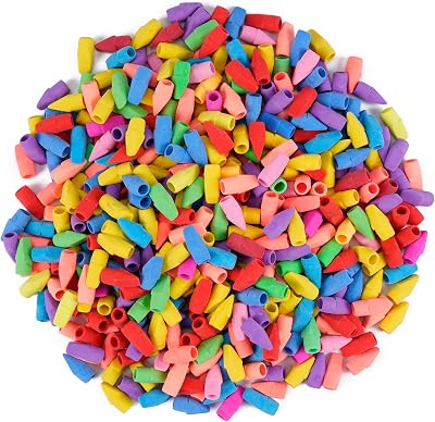 500 Pack Pencil Eraser Caps Pastel Colors Latex Free Pencil Pencil Eraser Toppers Arrowhead Caps Erasers for School Supplies,Deep Color