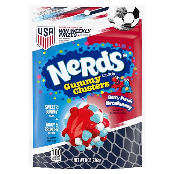NERDS Gummy Clusters Berry Punch Breakaway Candy, Crunchy & Gummy, 8 oz
