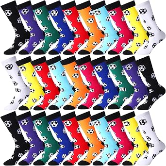 Glitopper 30 Pair Women Sport Crew Sock Volleyball Soccer Bowling Sock Novelty Volleyball Soccer Bowling Gift for Sport Lover