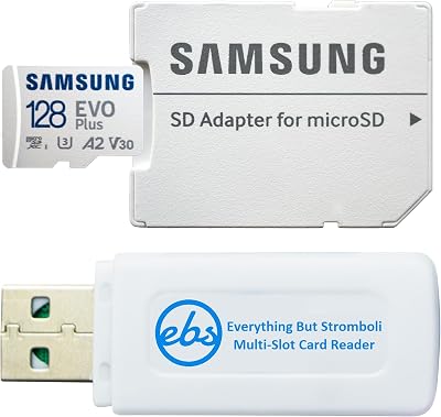 Samsung 128GB EVO Plus Memory Card Class 10 MicroSDXC Compatible with Samsung Galaxy A15 5G, A25 5G, A35 5G, A55 5G Model Phone MB-MC128SA - Bundle with 1 Everything But Stromboli MicroSD Reader