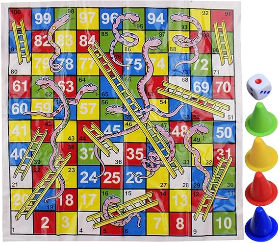Snakes & Ladders Game For Kids Adults Portable Chess Traditional Board Games For Girls Boys