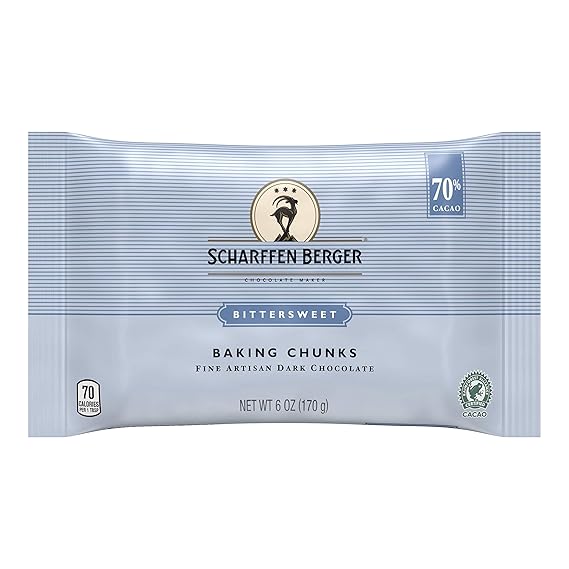 SCHARFFEN BERGER 70% Cacao Bittersweet Baking Chunks, 6 Ounce