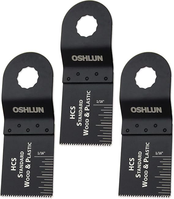 Oshlun MMR-0303 1-1/3-Inch Standard HCS Oscillating Tool Blade for Rockwell or Worx SoniCrafter Hex, 3-Pack