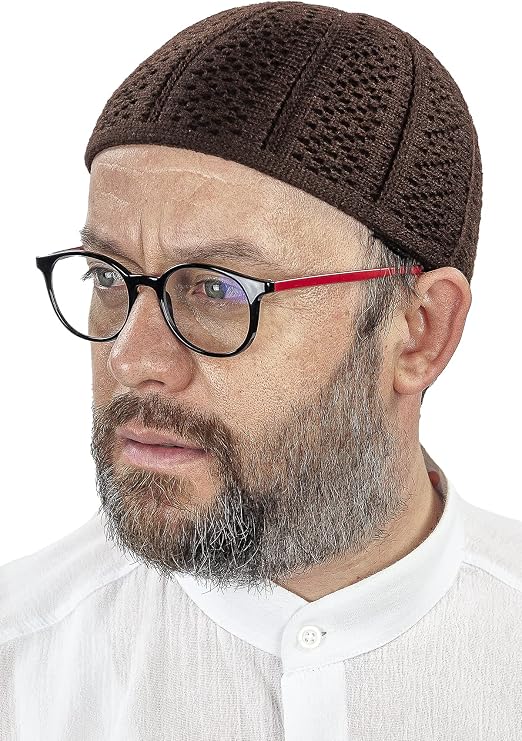İhvan Online Orlon Örme Kışlık Yün Bere Takke Baklava Desen Kahverengi