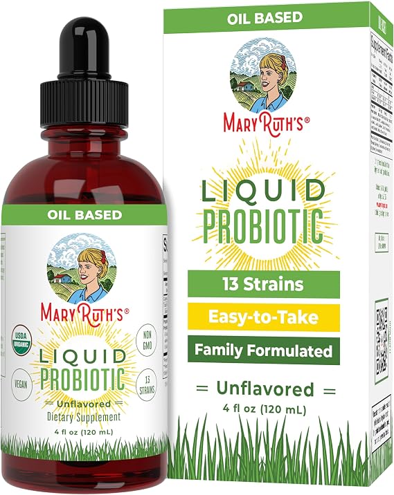 MARYRUTH'S Organic Liquid Probiotic, Digestive & Gut Health, 40 Servings | USDA Organic Formula, 13 Probiotic Strains, Up to 2 Billion CFU, Gut & Digestive Support