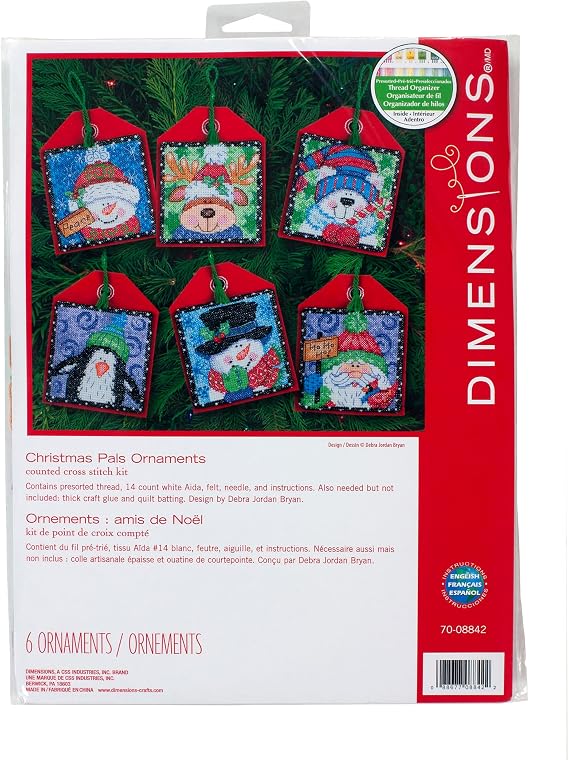 Dimensions Counted Cross Stitch Christmas Pals Ornament Kit, 6 pcs