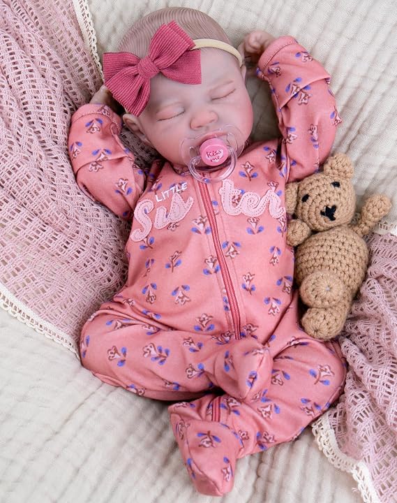 Aori Lifelike Reborn Baby Dolls 20 Inch Ultra Realistic Sleeping Girl Newborn Baby Doll with Weighted Body for Cuddling Poseable Vinyl Doll Includes Accessories for Collectors, Kids 3+