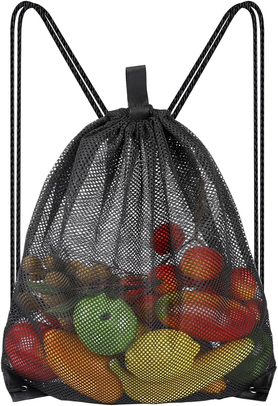 Sliverdew Large Mesh Beach Bag Mesh Bag Drawstring Gym Bag Mesh Backpacks with Drawstring Mesh Ball Bag Gym Backpack Beach
