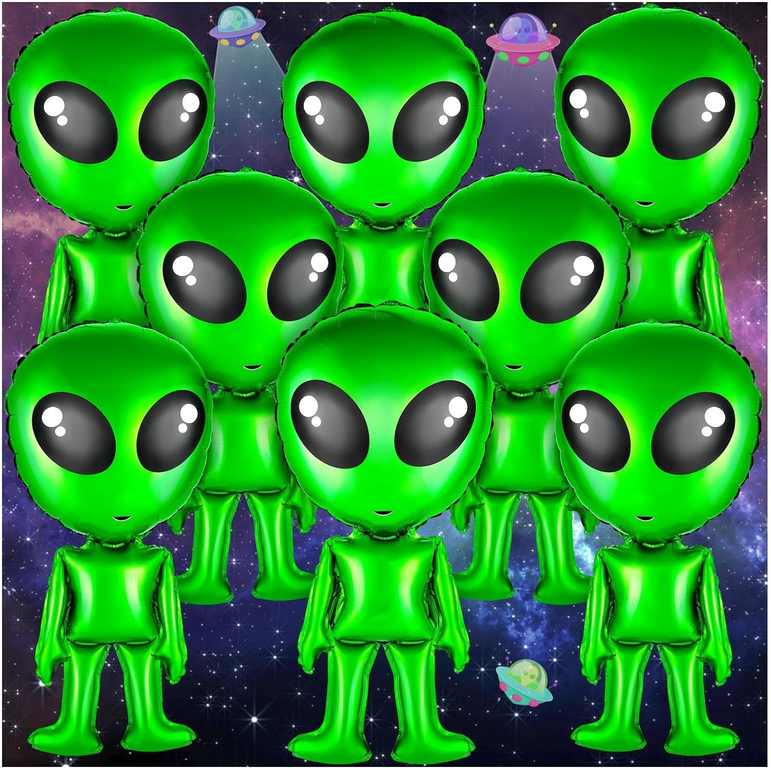 8 Pcs Alien Balloons, 32in Inflatable Green Alien Funny Inflatable Alien Balloon Blow Up Alien for Alien Party, Halloween, Christmas, Birthday Decoration
