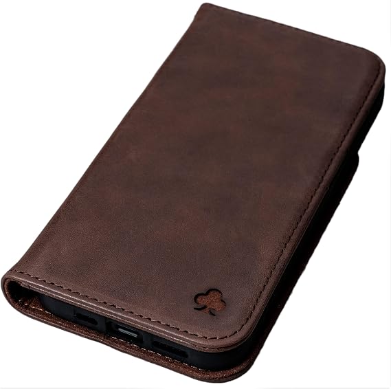 Porter Riley - iPhone X/iPhone Xs Leather Case. Premium Genuine Leather Stand/Cover/Wallet/Flip Case (Chocolate Brown)