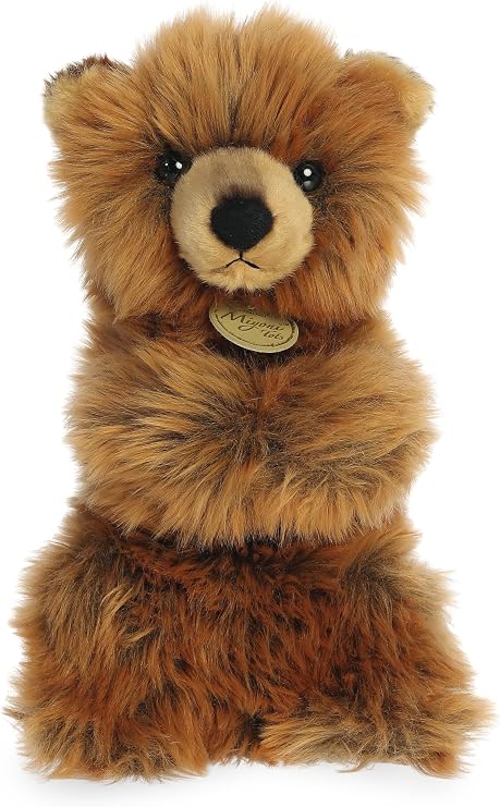 Aurora Adorable Miyoni Tots Sitting PrettyTM Grizzly Bear Cub Stuffed Animal - Lifelike Details Make a Cherished Companion - Perfect for Decorating Bedrooms or Classrooms - Brown 10 Inches
