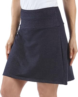 Teez-Her Womens Tummy Control Low Waist Skort, Denim, Medium