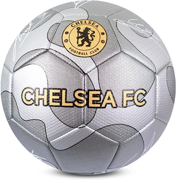 Hy-Pro Officially Licensed Chelsea F.C. Silver Camo Signature Football | Size 5, Blues, Training, Match, Merchandise, Collectible for Kids and Adults