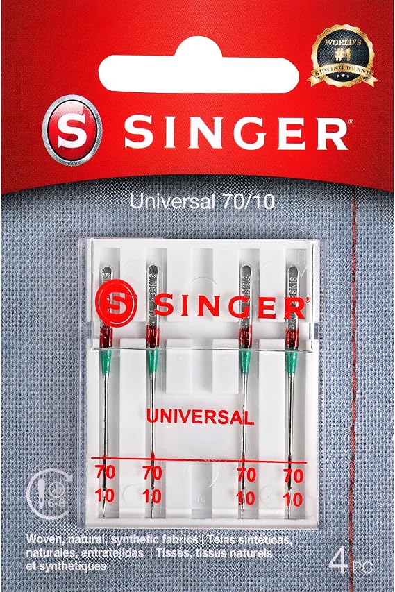 SINGER 4877 Universal Regular Point Machine Needles for Woven Fabric, Size 70/10, 4-Count