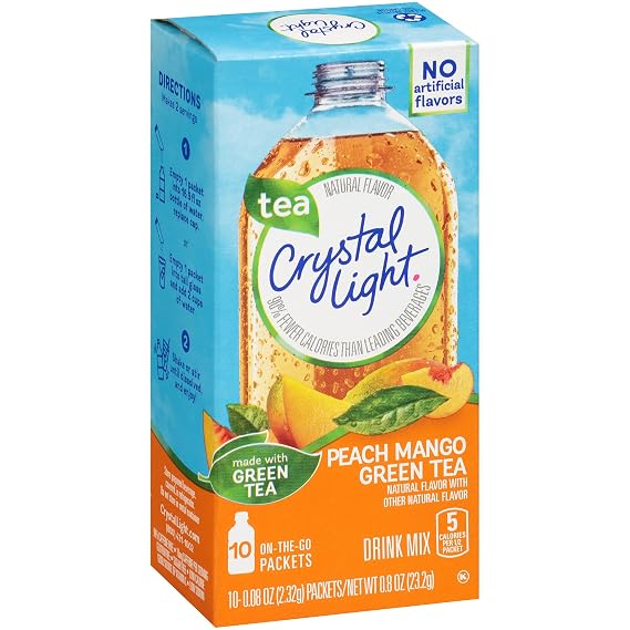 Crystal Light Drink Mix - 2 Boxes - 20 Packets (Peach Mango Green Tea)
