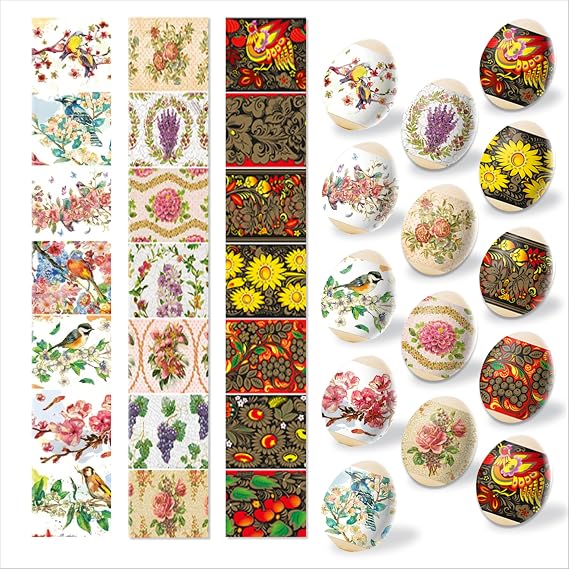 OFXDD Egg Wraps Easter Set 21 Pcs - Orthodox, Slavic, Traditional Easter Egg Wraps and Pysanky - Thermo Heat Egg Shrink Wrappers with Patterns