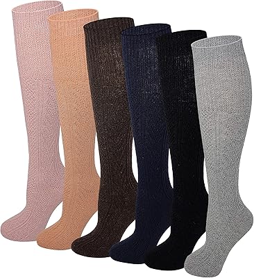 SUMONA 6 pairs Women Cable Knit Knee High Winter Boot Socks 9-11 Assorted, 9-11