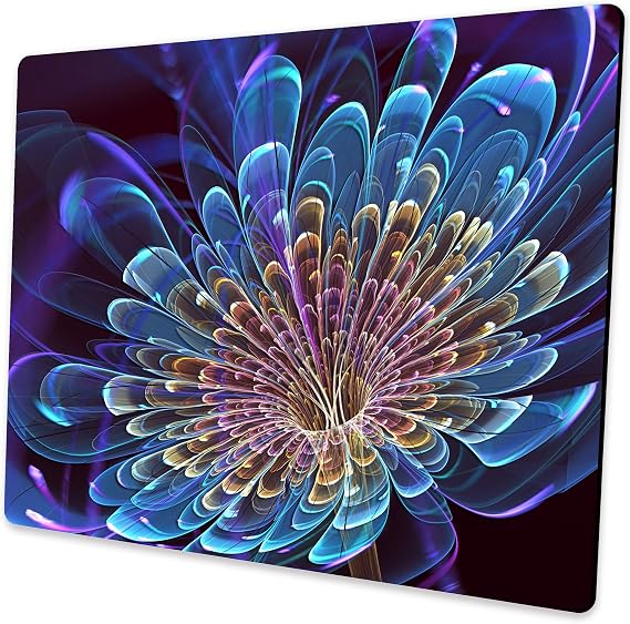 3D Flower Mouse Pad, 9.5"x7.9" Non-Slip 3mm Abstract Desk Mat | Personalized printed square mousepad with 3D flower. Clean-cut flush edges & premium smooth cloth for gaming or office.
