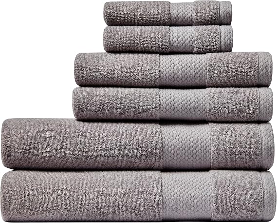 Lacoste Heritage Supima Cotton 6-Piece Towel Set, Meteorite