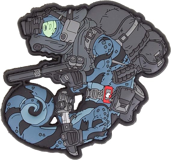 Patchlab Helikon-Tex Tactical Chameleon Nightstalker Operator PVC Morale Patch with Hooks and Loop Attachment for Backpacks | for Army, Patriots, Grey & Green, 4x4
