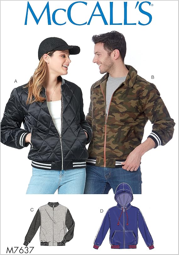 McCall's Sewing Pattern M7637 Misses’ and Men’s Bomber Jackets, gray