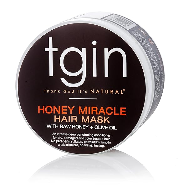 tgin Honey Miracle Hair Mask for Natural, Dry, Curly Type 3c and 4c Hair - 12 oz - Deep Conditioner | Conditioning Mask With Raw Honey, Jojoba and Olive Oils- Easy Detangling & Frizz Control 12 oz Deep Conditioner for 3C-4C