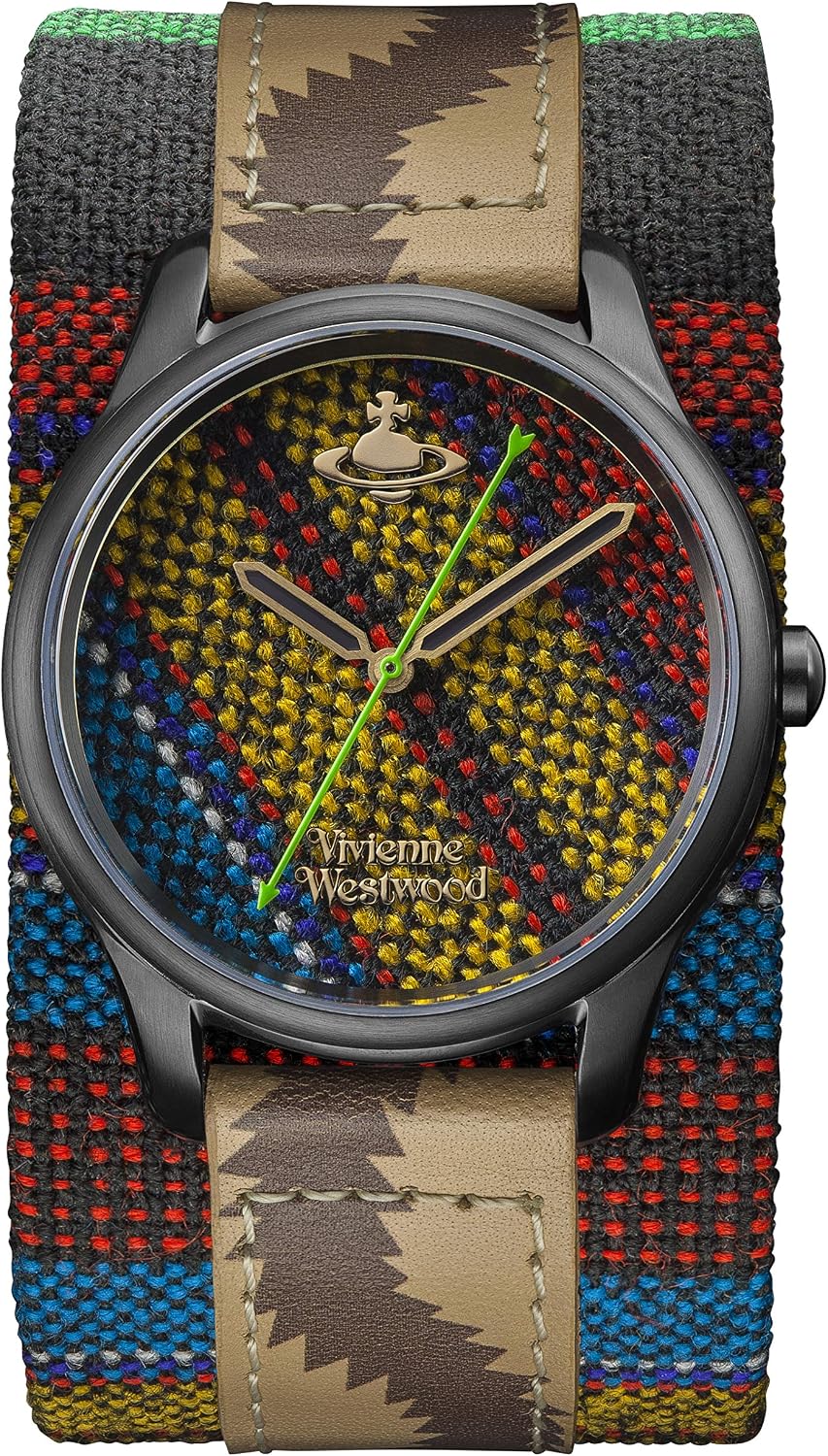 Vivienne Westwood Africa Ladies Quartz Watch with Multi Coloured Dial & Multi Coloured Leather Cuff VV197BKAF