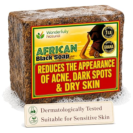 #1 Organic African Black Soap for Acne & Dark Spots Black Owned 1lb bar