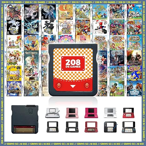 2026 Newest208 in 1 Super Combo Game Cartridge, Retro Game Pack Card Compilation with 208 Games