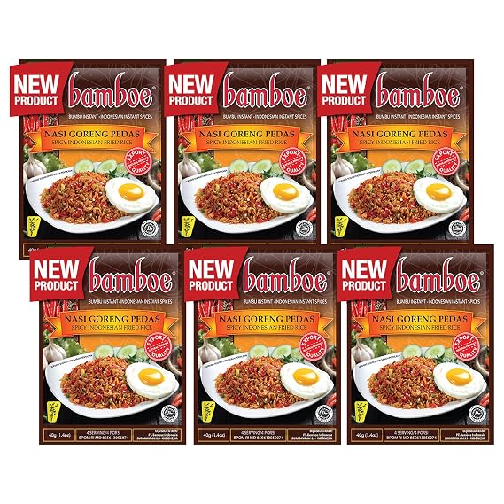 Bamboe - Nasi Goreng Pedas/Spicy Indonesian Fried Rice - 6 x 1.4 oz