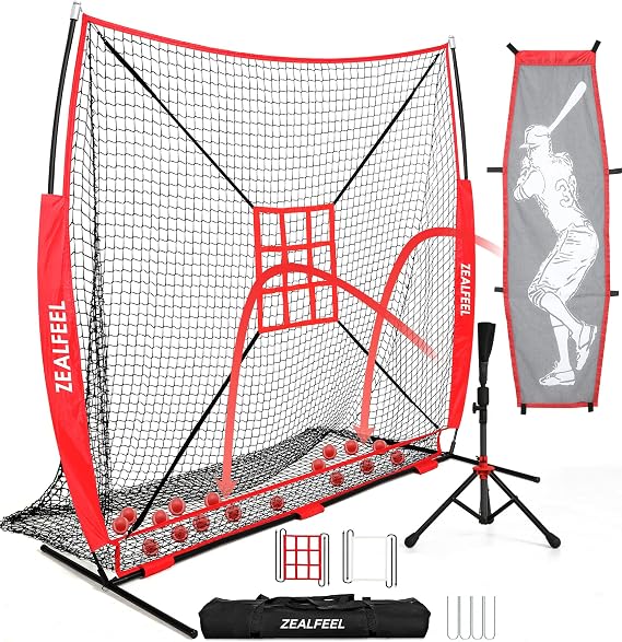 ZEALFEEL Baseball Softball Net, 7x7FT Pitching & Batting Training Net