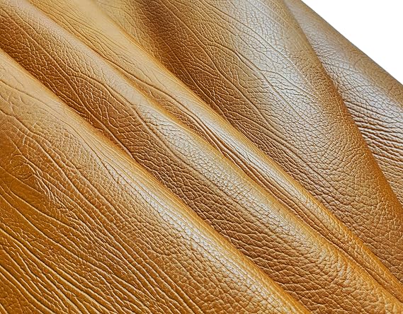 Bump Texture Genuine Leather Sheets 2.0mm Thick Plain Geometric Pattern Printed Leather Fabic for Craft & Hobby (Bark Pattern | Bourbon Brown, 12"x12")