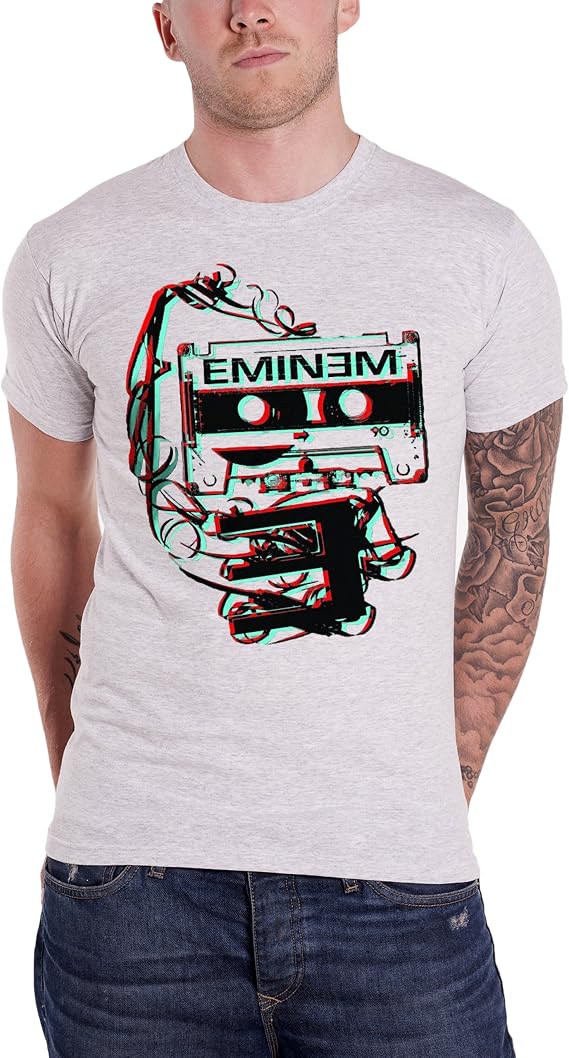 Eminem Mens Tee: Tape (Large) - Grey - Large