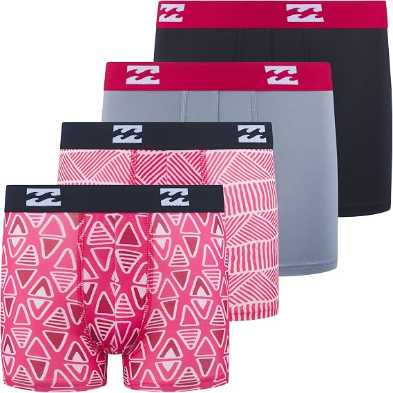 Billabong Boys Underwear, 4 Pack Durable Stretch Breathable Boxer Briefs