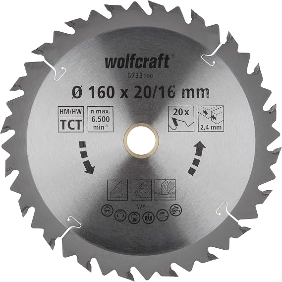 Wolfcraft 6733000 160 x 20 x 2.4mm CT Circular Saw Blade with 20 Teeth - Brown Series