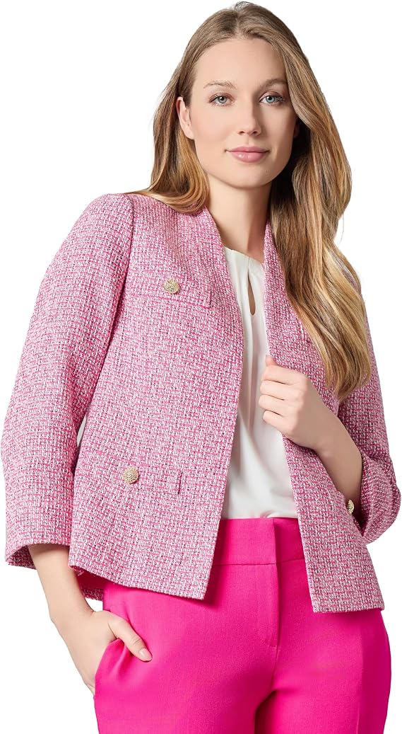 Kasper Women's Women's Tweed Four Pocket Open-Style Blazer
