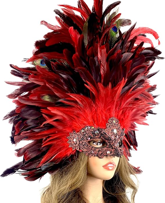 Storm Buy] Women Lady Girls Costume Venetian mask Feather Masquerade Mask Halloween Mardi Gras Cosplay Party Masque For Adult