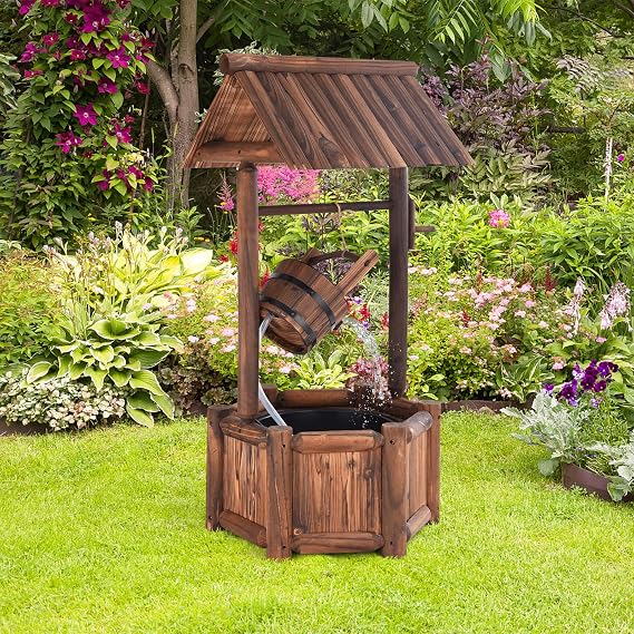HAPPYGRILL Outdoor Wishing Well Water Fountain