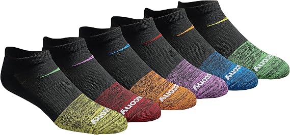 Saucony Men's RunDry Mesh Ventilating Comfort Fit Performance No-Show Socks, Available in M-XXL (6, 12, 18 Pairs)