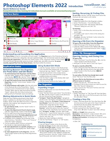 Adobe Photoshop Elements 2022 Introduction Quick Reference Training Tutorial Guide (Cheat Sheet of Instructions, Tips & Shortcuts - Laminated Card)
