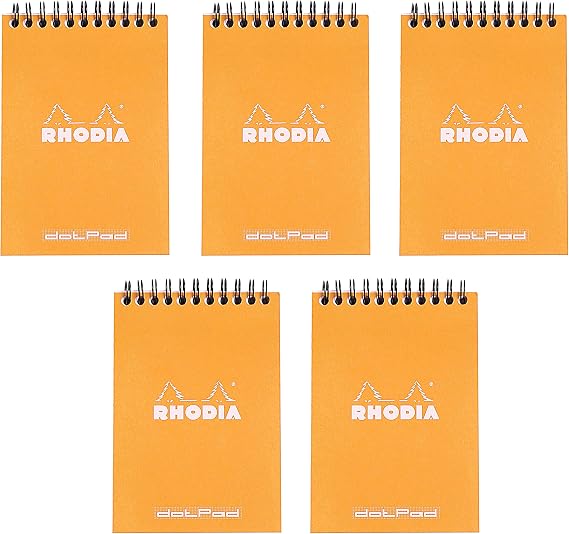 Rhodia Orange Notepad 8.25X11.75 Double Spiral Dot Grid, Pack of 5