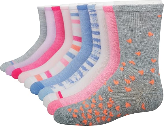 Hanes Girls' Socks, Fashion Patterned Soft Socks, No Show, Ankle, and Crew, 12-pair Packs