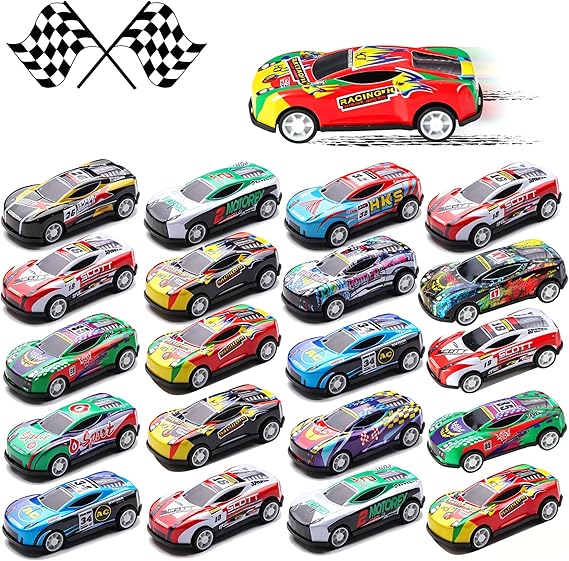 30 Pack Pull Back Cars for Kids, Mini Vehicles Toy Bulk Party Favor Race Cars Toys, Goodie Bag Stuffers, Pinata Fillers for Boys Girls Toddlers