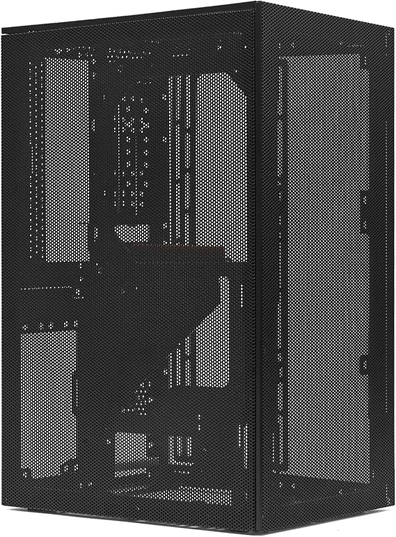 SSUPD Meshroom S V2 Mini-ITX Gaming PC Case (SFF), Full Mesh Panel with PCIE 5.0 Riser Cable, Compatible ATX MB/RX9070/5090/280mm AIO, USB Type-C (Black Variant B)