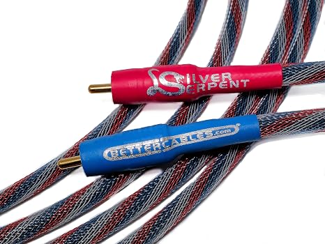 1.5 Feet Silver Serpent Patriot Edition Red/White/Blue RCA Audio Interconnect Cables - Stereo Pair (2 Cables) High-End, High-Performance, Premium Hi-Fi Audio