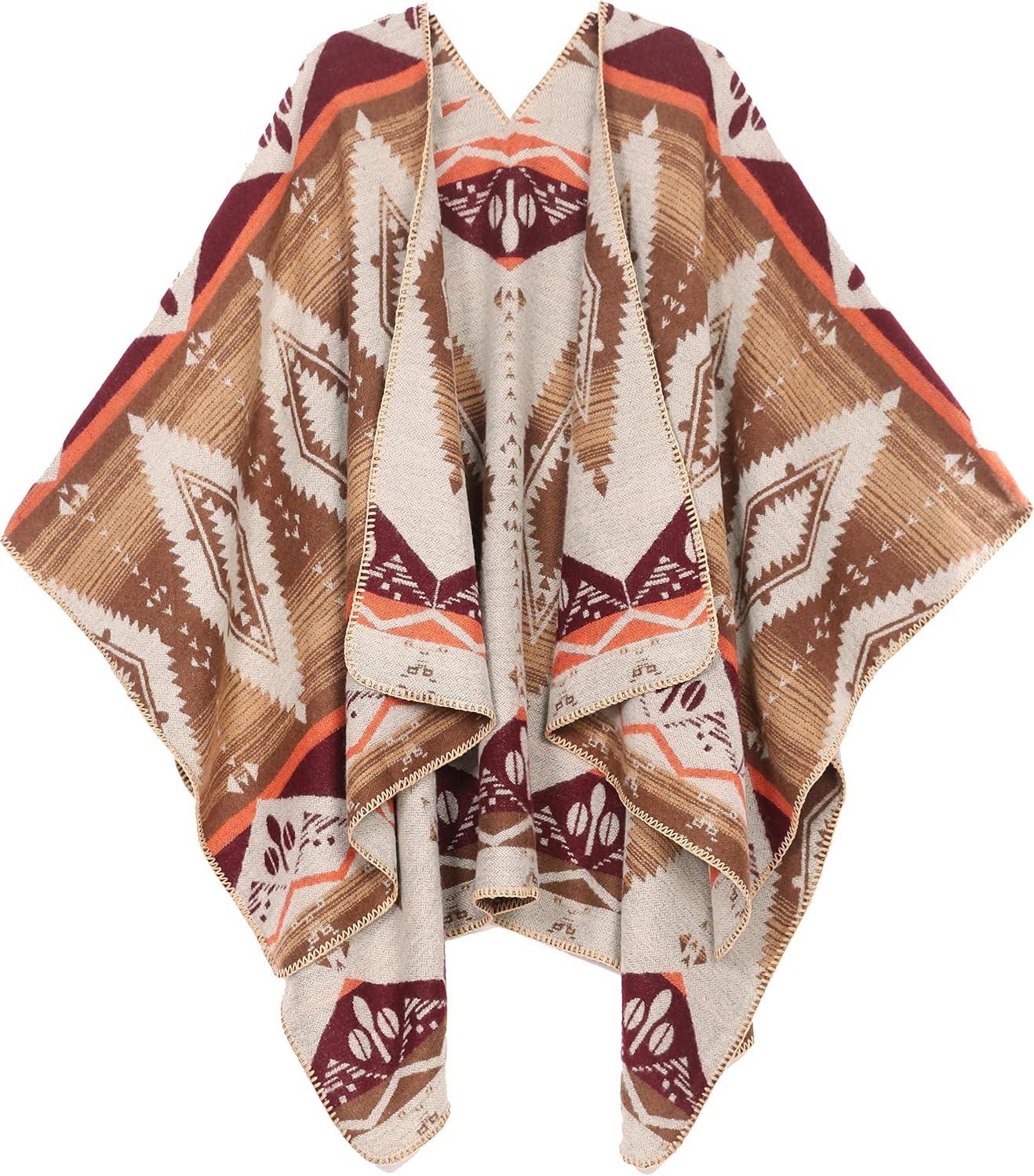 Sakkas Lupe Womens Reversible Poncho Wrap Cape Shawl Sweater Coat Cardigan Pattern