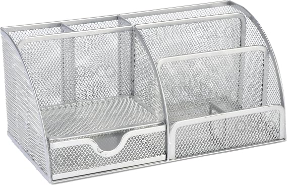 OSCO Large Wiremesh Desk Organiser - Silver