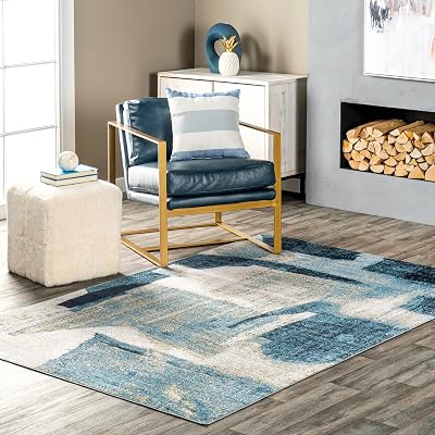 nuLOOM Sherri Abstract Machine Washable Area Rug, 8x10, Blue