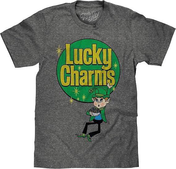 Tee Luv Men's Lucky Charms Shirt - Lucky The Leprechaun Retro Cereal T-Shirt